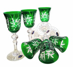Emerald crystal liqueur glasses 60ml Olive Mill 6 pieces