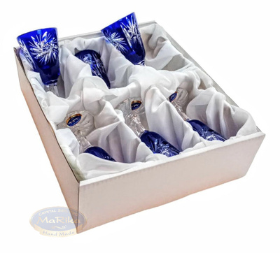 Kobaltowe kryształowe kieliszki do wódki 40 ml Młynek Oliwka