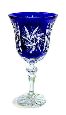 Kobaltowe kryształowe kieliszki do wina 280ml Młynek Oliwka