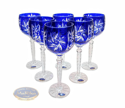 Cobalt crystal wine glasses 280ml Olive Mill