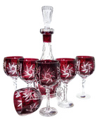 Ruby Crystal Wine Mill Set Olive 6+1