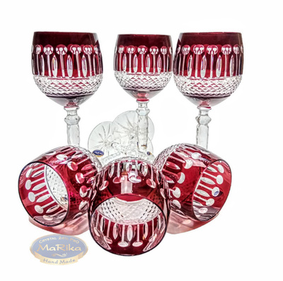 Ruby crystal wine glasses 280 ml French