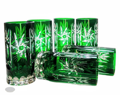 Emerald crystal water glasses 320ml Olive Mill