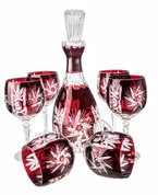 Ruby Crystal Wine Mill Set Olive 6+1