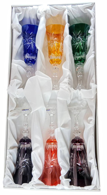 Kolorowe kryształowe kieliszki do szampana 150ml Młynek Oliwka