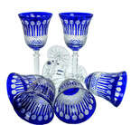 Kobaltowe kryształowe kieliszki do wina 280ml Francuski