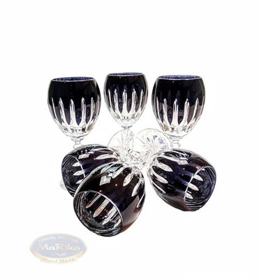 Black crystal liqueur glasses 60ml Line 6 pieces