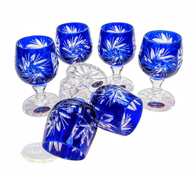 Kobaltowe kryształowe kieliszki do wódki 40 ml Młynek Oliwka