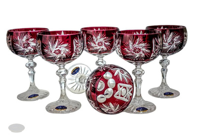 Rubinowe kryształowe kieliszki do szampana 150ml Młynek Oliwka