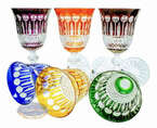 Coloured crystal wine glasses 170ml French 6 pieces