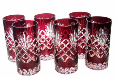 Rubinowe kryształowe szklanki do wody i drinków 320 ml Ananas