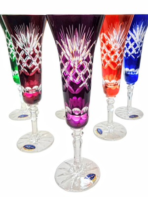 Coloured crystal champagne glasses 170 ml Pineapple