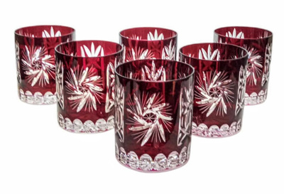 Ruby crystal whiskey glasses 280 ml Olive grinder
