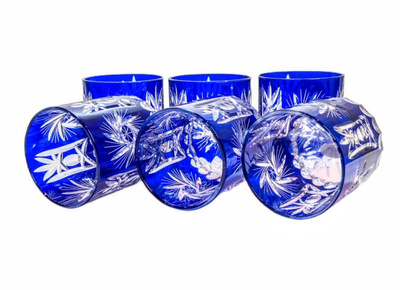 Cobalt crystal whisky glasses 280ml Olive Mill