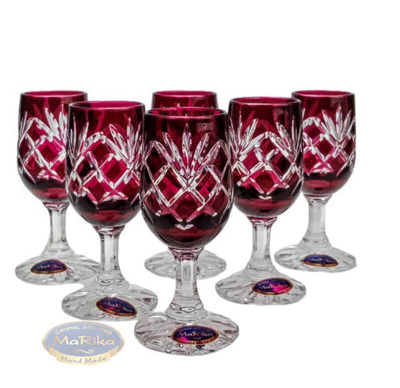 Rubinowe kryształowe kieliszki do wódki 25 ml Ananas