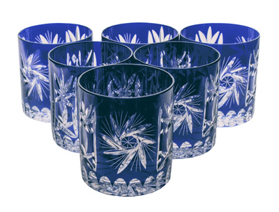 Cobalt crystal whisky glasses 280ml Olive Mill