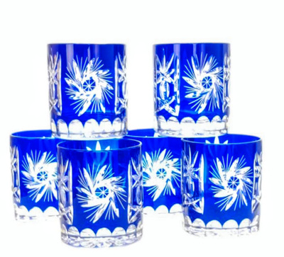 Cobalt crystal whisky glasses 280ml Olive Mill