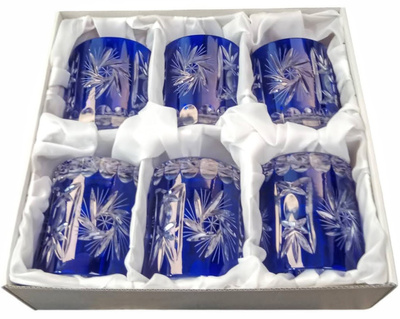 Cobalt crystal whisky glasses 280ml Olive Mill