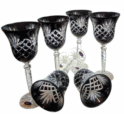 Black crystal wine glasses 280 ml Pineapple