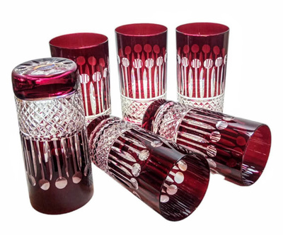 Rubinowe kryształowe szklanki do wody i drinków 320ml Francuski