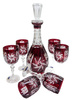 Rubinowy kryształowy zestaw do wina 6+1