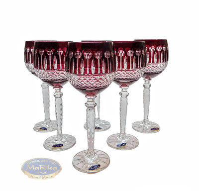 Ruby crystal wine glasses 280 ml French