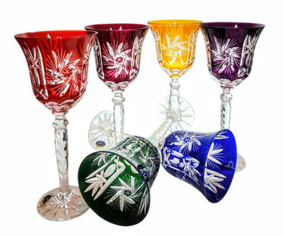 Coloured crystal wine glasses 280ml Olive Mill