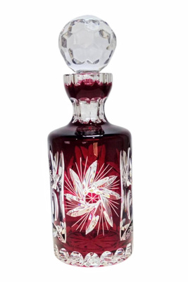 Rubinowa kryształowa karafka do Wódki Młynek Oliwka 500 ml Walec