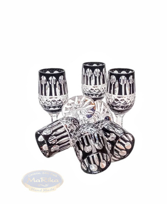 Black crystal vodka glasses 25ml French