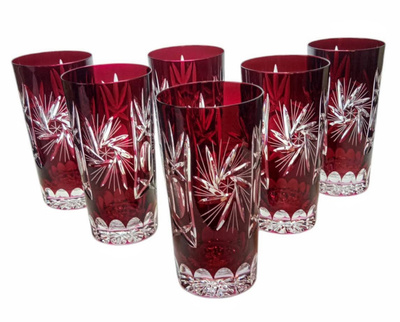 Rubinowe kryształowe szklanki do wody 320ml Młynek Oliwka