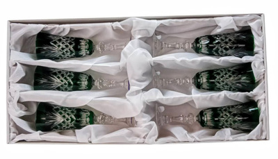 Szmaragdowe kryształowe kieliszki do szampana 150 ml Ananas