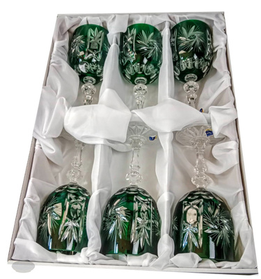 Szmaragdowe kryształowe kieliszki do wina 240 ml Młynek Oliwka