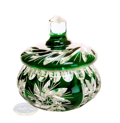 Szmaragdowa kryształowa cukiernica