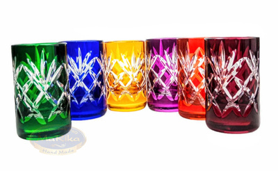 Coloured crystal vodka glasses 30ml