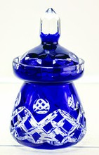 Kobaltowa kryształowa bomboniera 10 cm Ananas