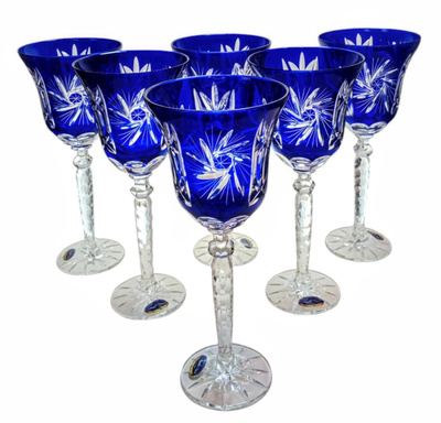 Cobalt crystal wine glasses 280 ml Olive Mill