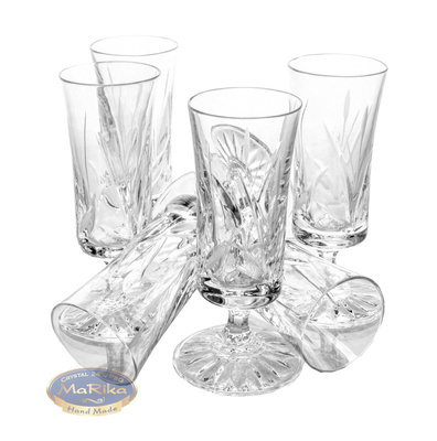 Crystal Liqueur Glasses 60 ml Frozen Leaf