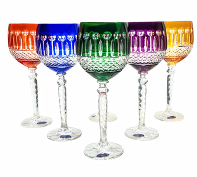 Coloured crystal wine glasses 280ml French