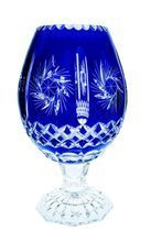 Kryształowy kobaltowy wazon na nodze Młynek Oliwka