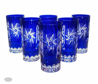 Cobalt crystal water glasses 320ml Olive Mill