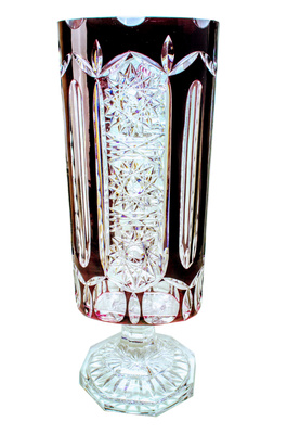 Ruby crystal flat vase