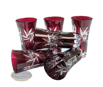 UZO ruby crystal glasses 75 ml Mill Olive