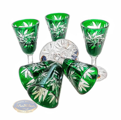 Emerald crystal 40ml vodka glasses Olive Mill