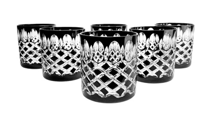 Black crystal whisky glasses 280ml Crate Olive