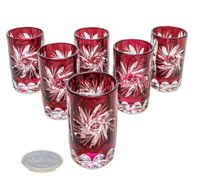 Ruby crystal vodka glasses 30ml Olive Mill