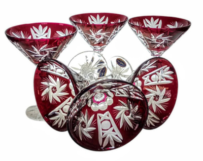 Ruby crystal martini glasses 110ml Olive Mill