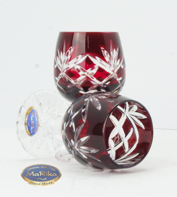 Rubinowe kryształowe kieliszki do wódki 40 ml Ananas