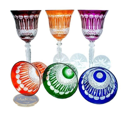 Coloured crystal wine glasses 280 ml French