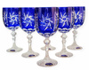 Kobaltowe kryształowe kieliszki do wina 240 ml Młynek Oliwka