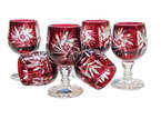 Rubinowe kryształowe kieliszki do wódki 40 ml Młynek Oliwka 6 sztuk